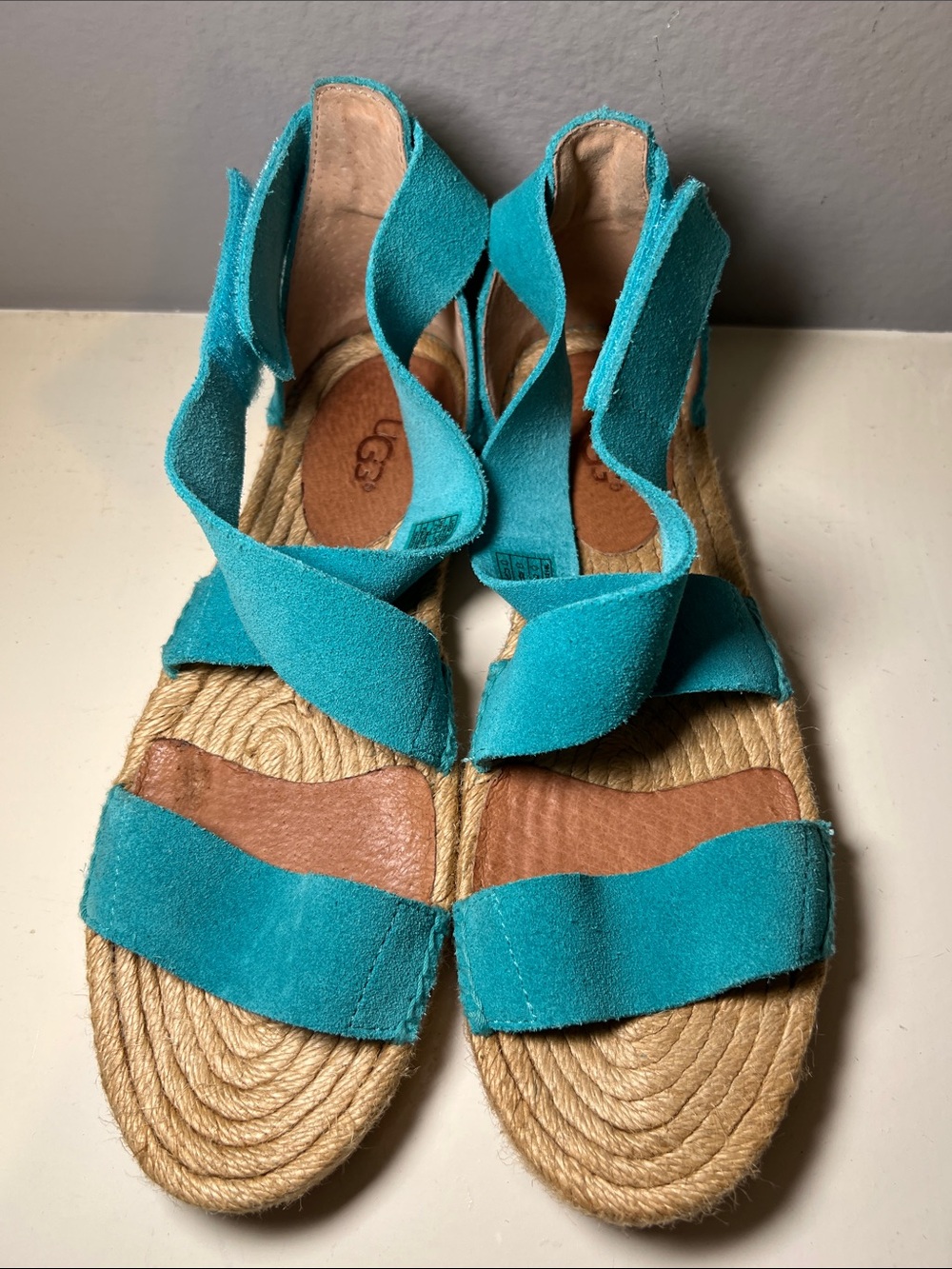 Ugg Turquoise Suede Espadrille Sandals